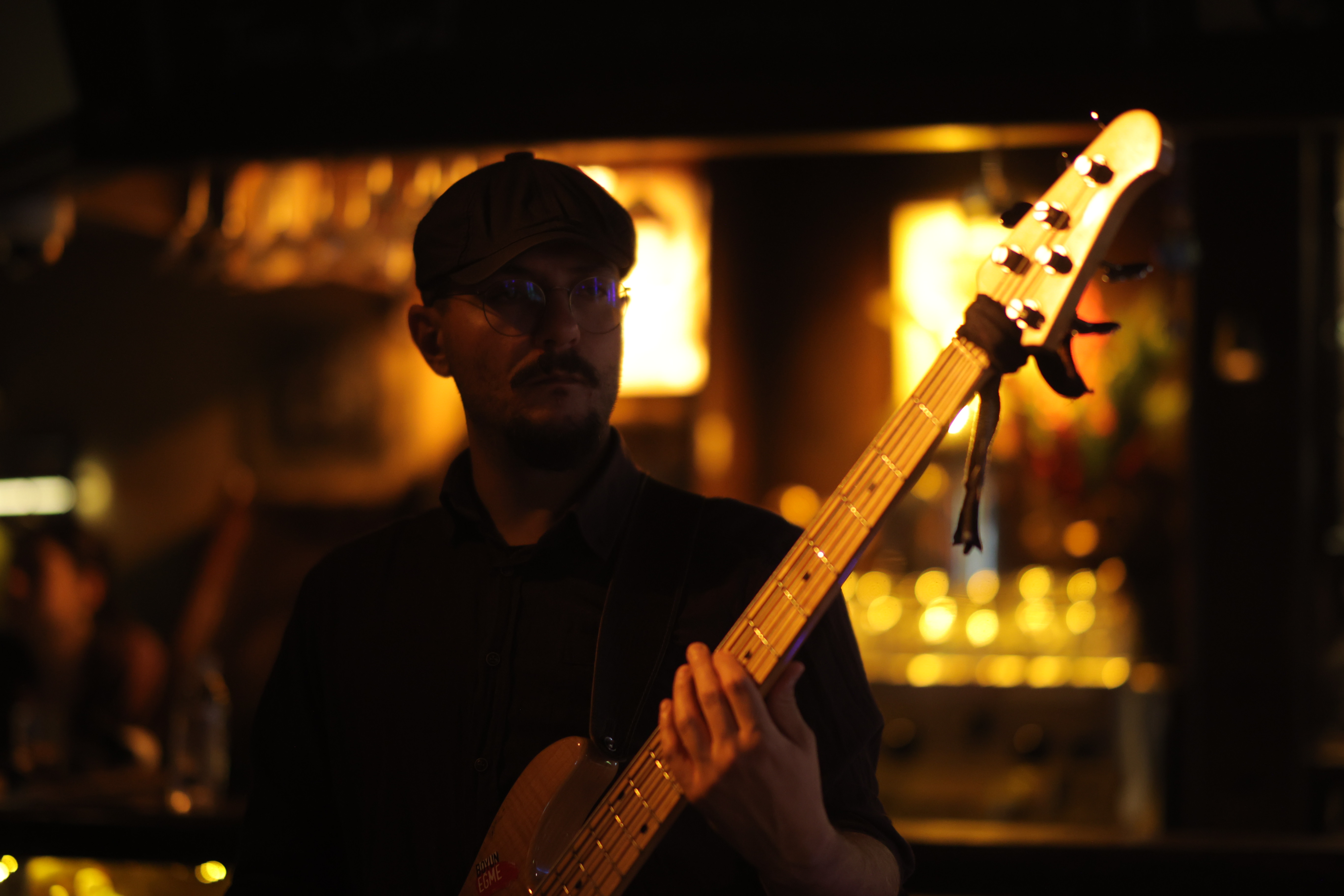 Ahmet Kaya playing bass guitar
